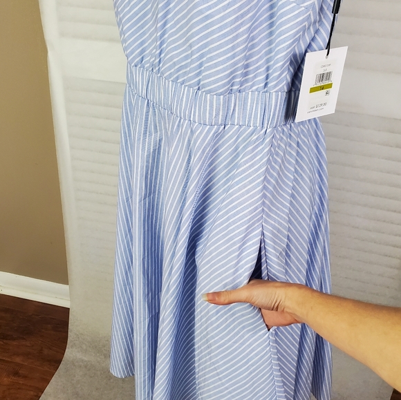 NWT Calvin Klein one shoulder stripe midi dress 14 - Picture 7 of 11